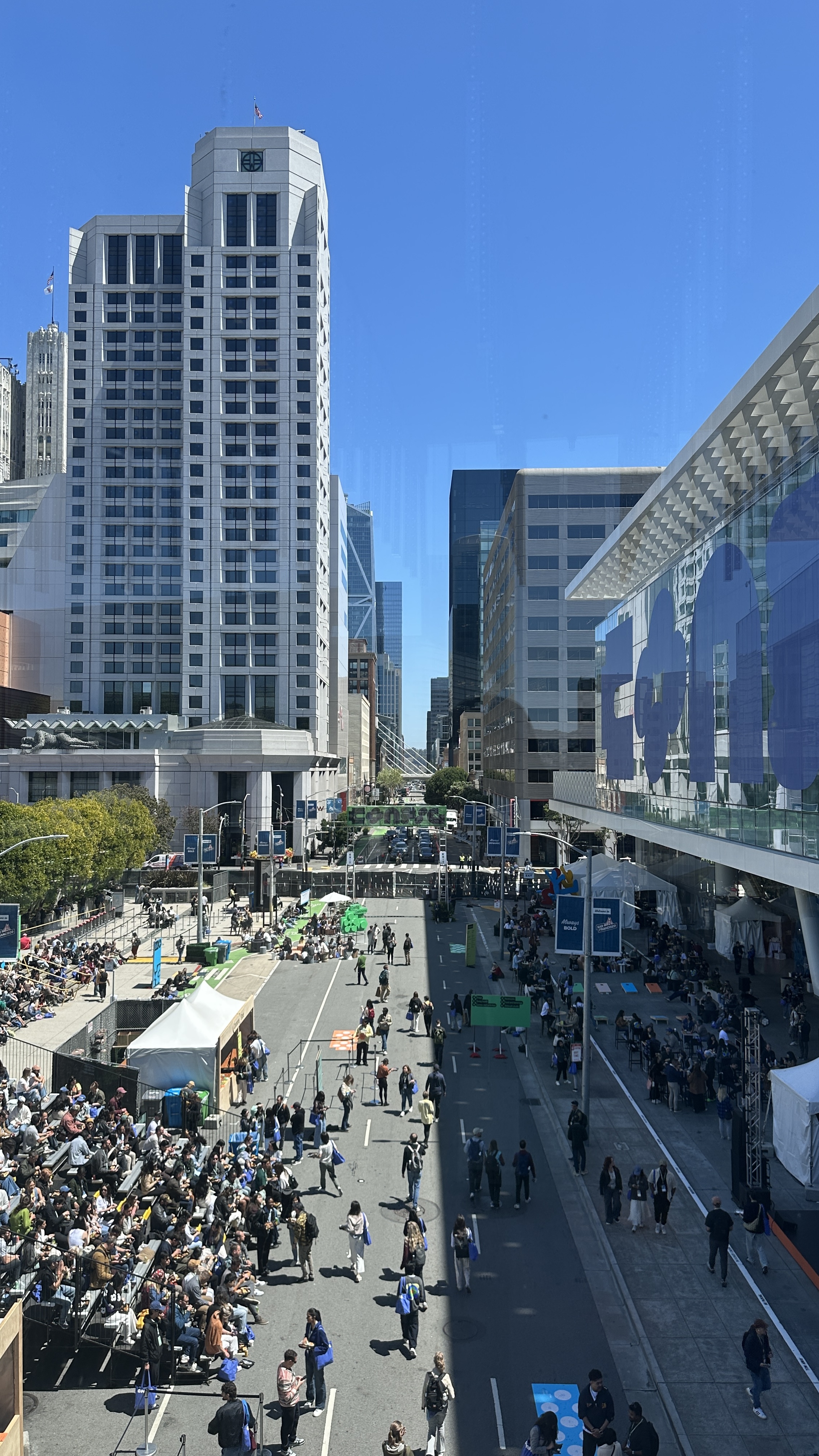 Moscone Center plaza on a Config 2025 morning, San Francisco